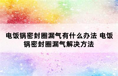 电饭锅密封圈漏气有什么办法 电饭锅密封圈漏气解决方法